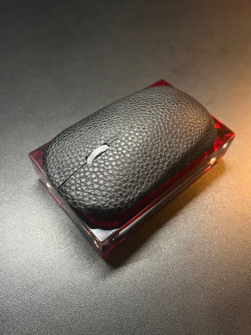【高級】 ワイヤレスマウス ブラックレザー シルバーホイール 5ボタン