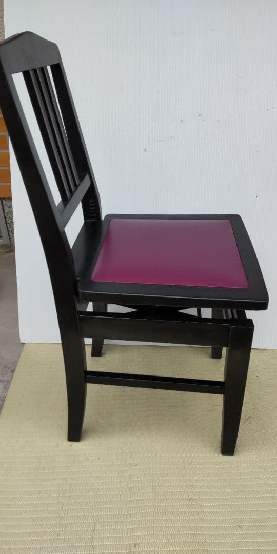 背もたれ付 上下移動式 ピアノ椅子 昭和レトロ 中古