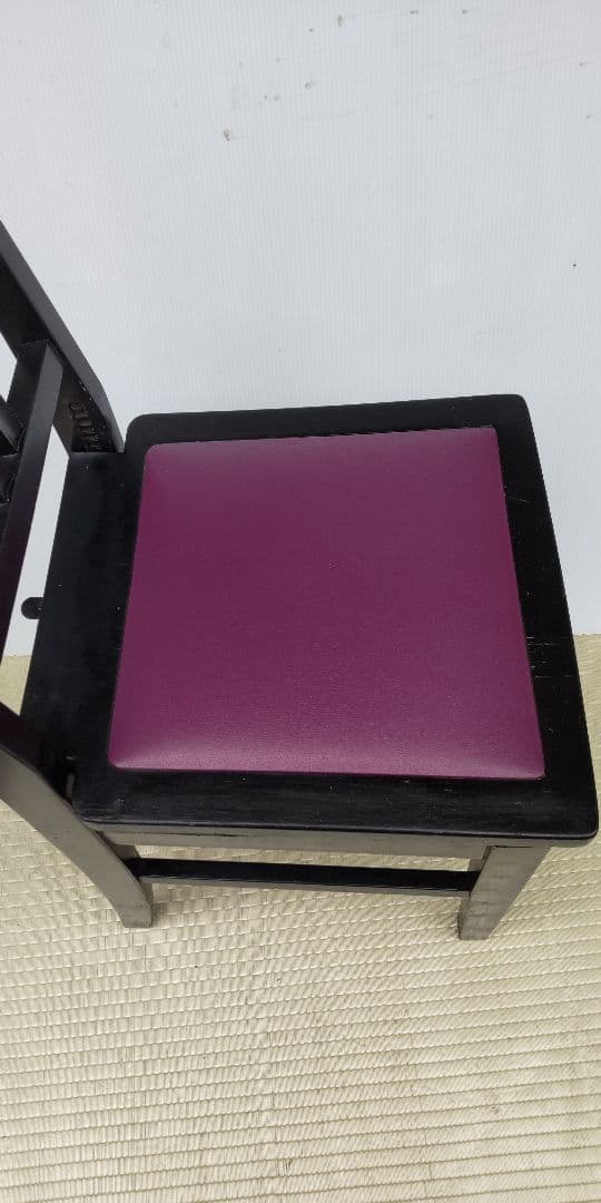 背もたれ付 上下移動式 ピアノ椅子 昭和レトロ 中古