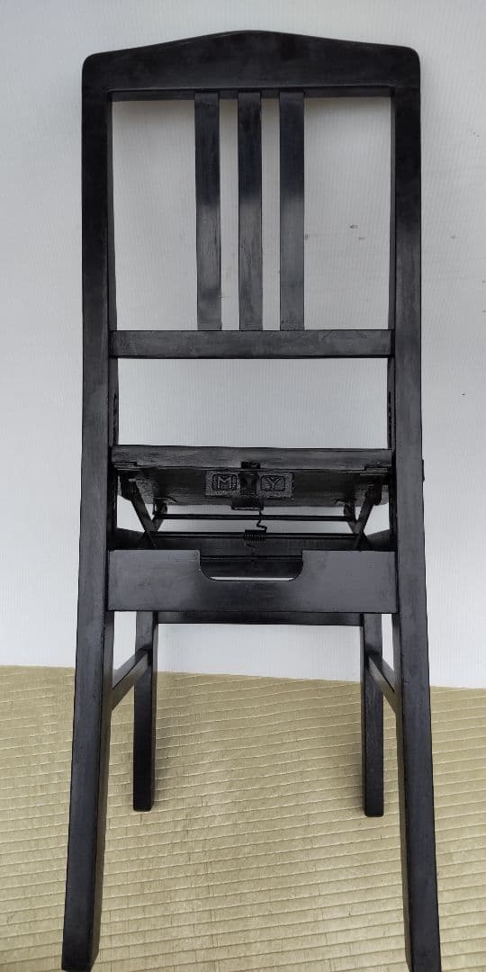 背もたれ付 上下移動式 ピアノ椅子 昭和レトロ 中古