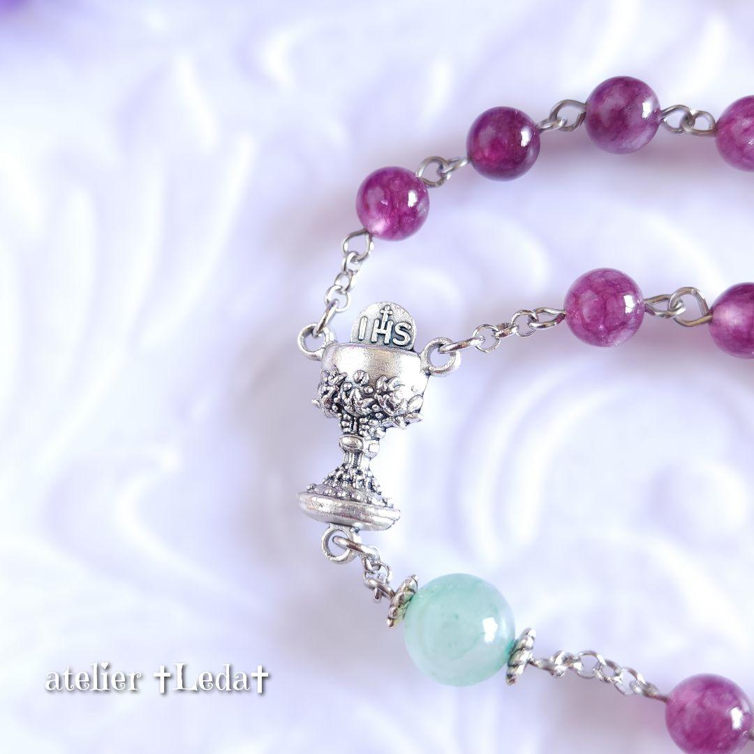 ☆レピドライト＆グリーンアベンチュリン ロザリオ☆ ~Lepidolite~