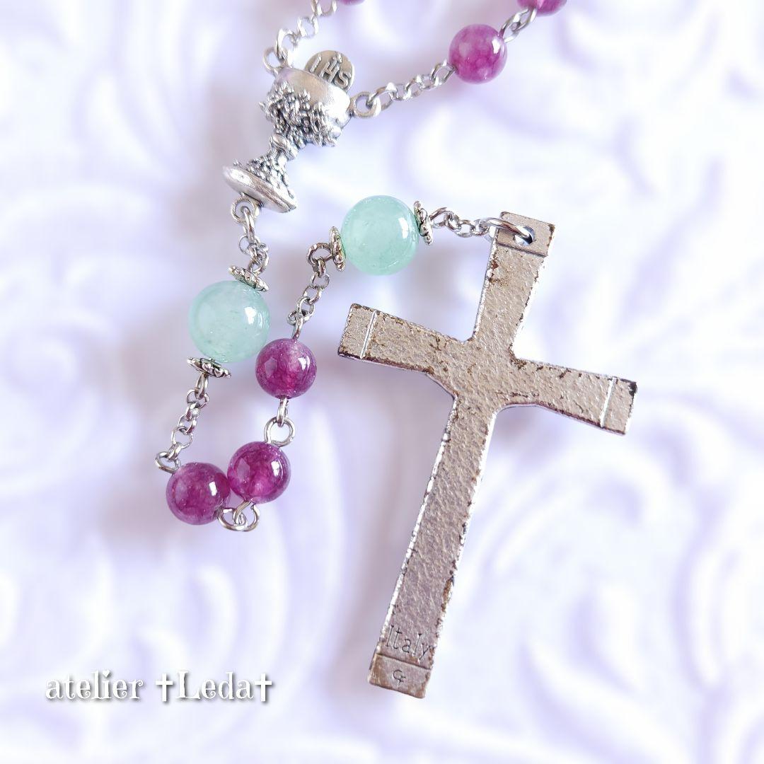 ☆レピドライト＆グリーンアベンチュリン ロザリオ☆ ~Lepidolite~