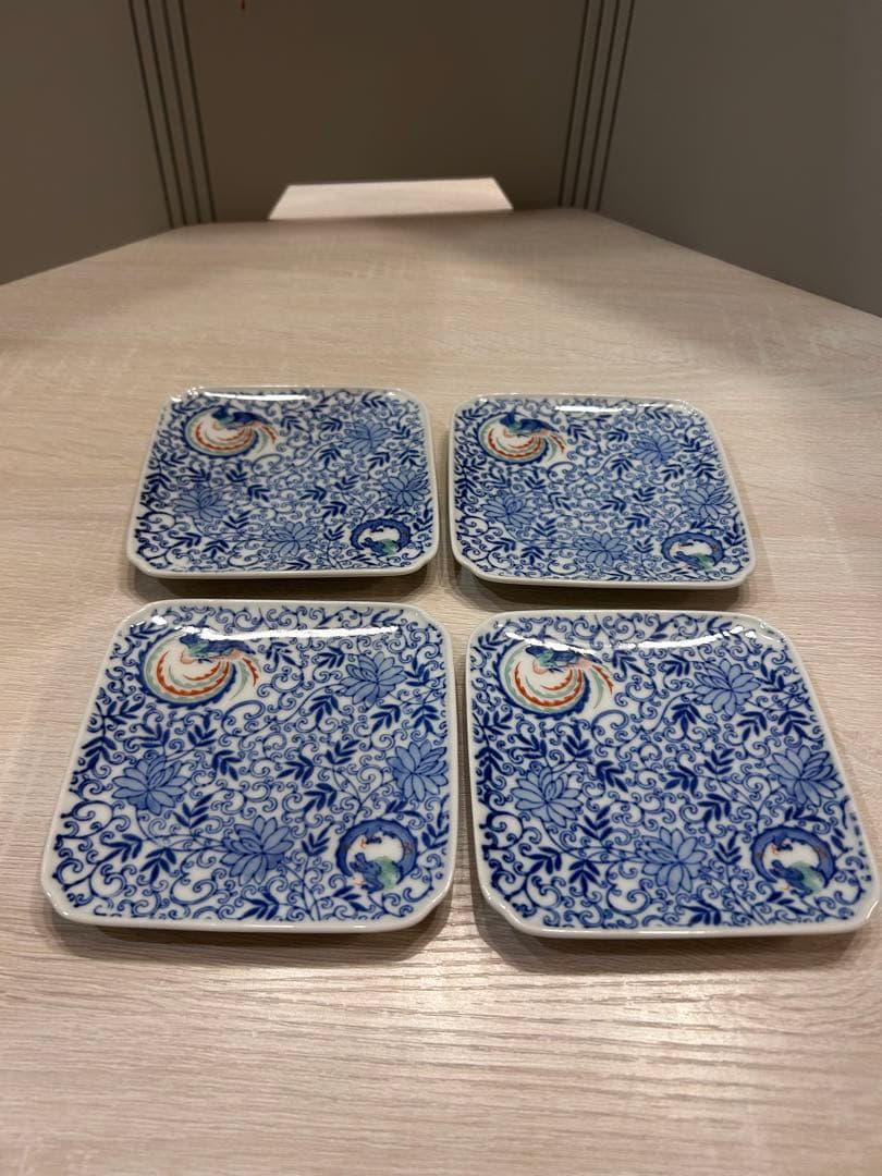 深川製磁　龍鳳凰唐草　銘々皿　４枚セット