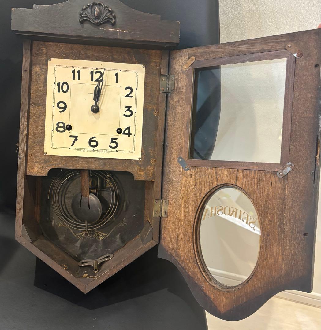 精工舎　柱時計　掛時計　ボンボン時計　ゼンマイ時計　アンティーク　骨董