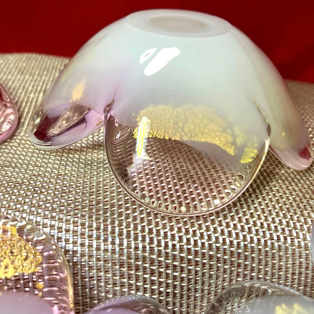 銀座WAKO 玻璃の匠 マルティグラス 金彩 小鉢 金箔入　桜型　未使用シール付