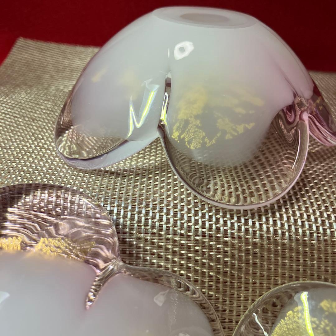 銀座WAKO 玻璃の匠 マルティグラス 金彩 小鉢 金箔入　桜型　未使用シール付