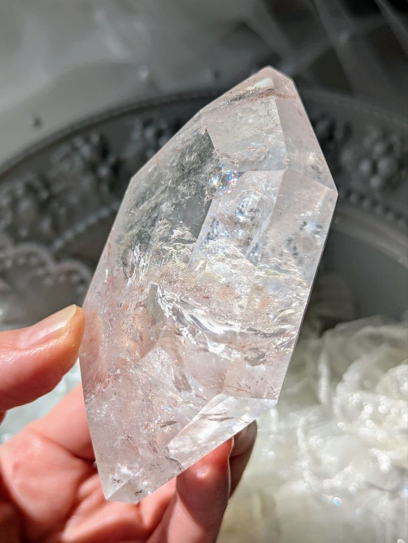 高品質♡ピンクアゼツライト（通称） ピンククリアクォーツ♡ シールドカット　虹