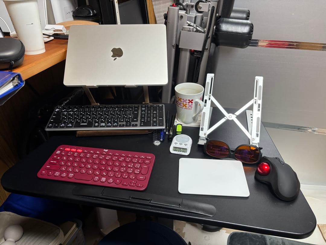 サイドテーブル 昇降式 天板角度調整可能　ブラック