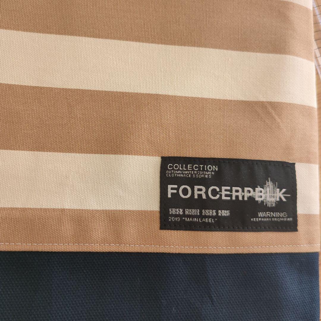 タグ付きベージュボーダー男の子　入園準備レッスンバッグ入学準備3点セット帆布