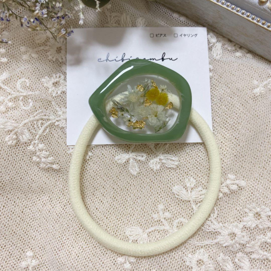 ハンドメイド　レジン　お花　ヘアゴム　ポニーフック　ブローチ　no.168