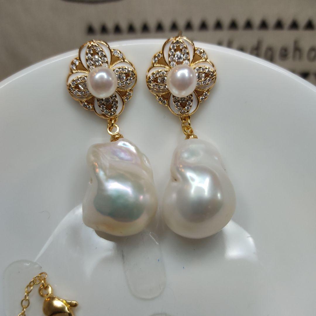 本真珠　淡水バロックパール　ピアス　ブレスレット　セット