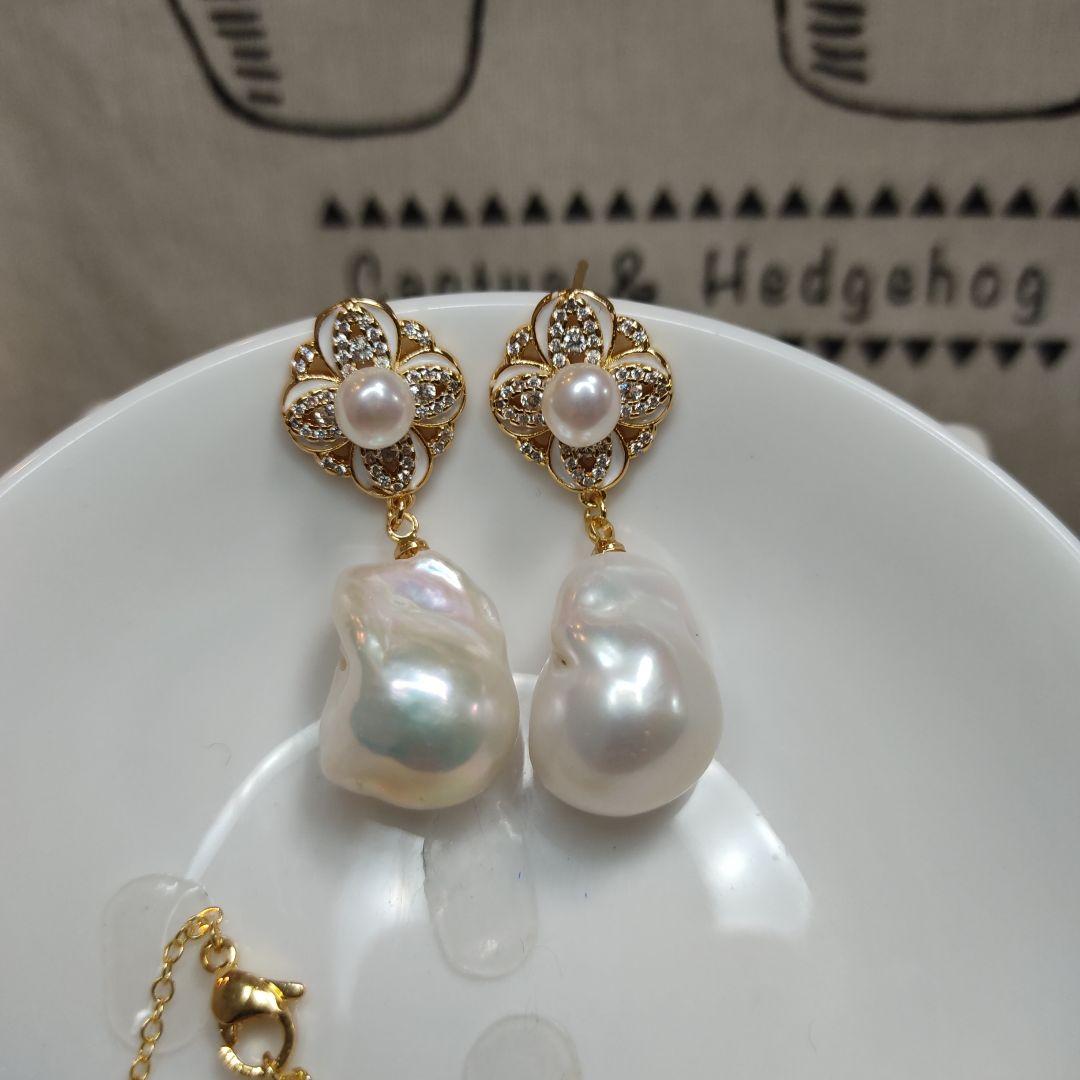 本真珠　淡水バロックパール　ピアス　ブレスレット　セット