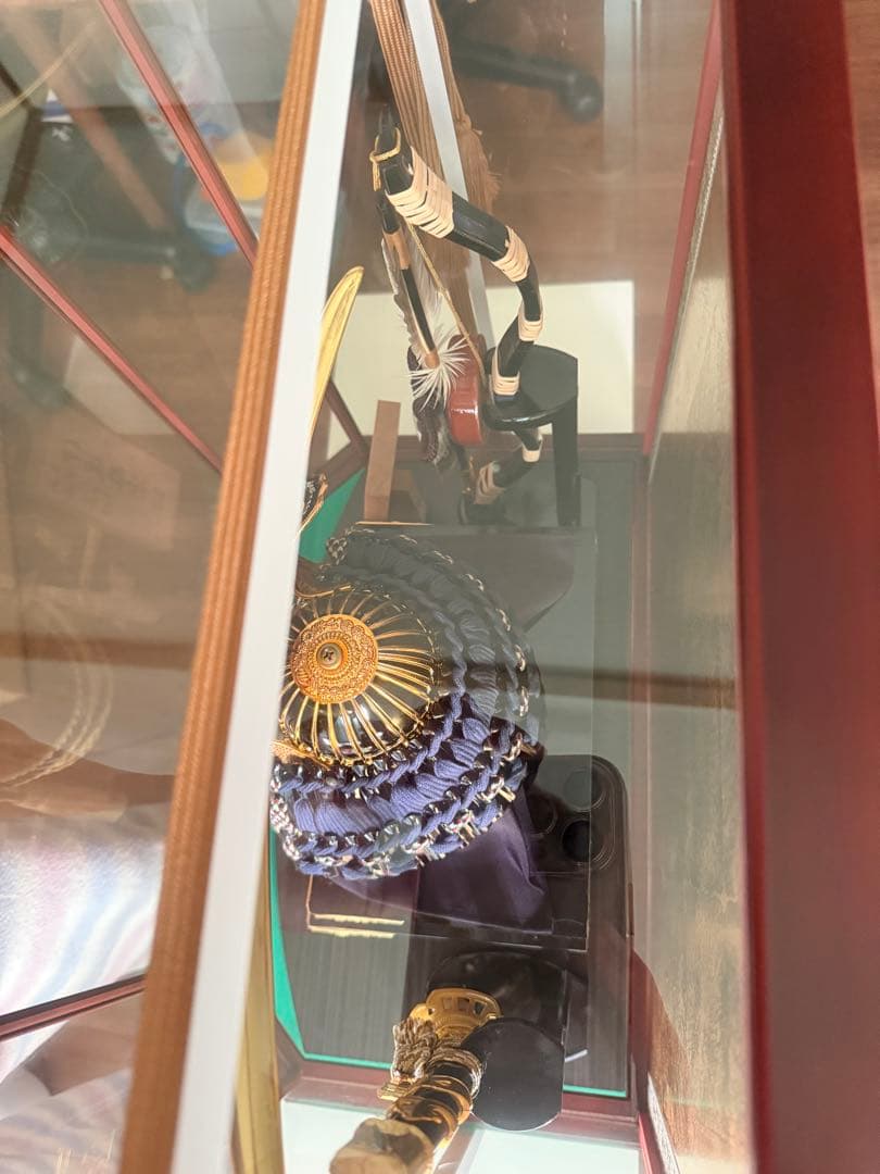 【未利用】 五月人形 兜飾り ガラスケース入り オルゴール付き