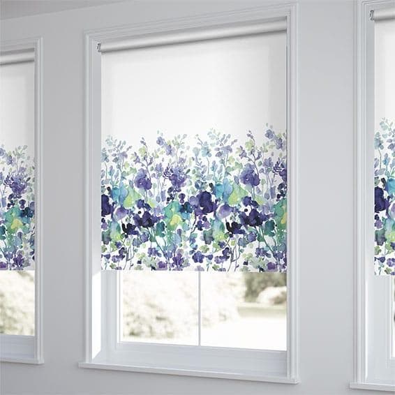 未使用　ロールスクリーン　花柄　ブルー　グリーン　98×94