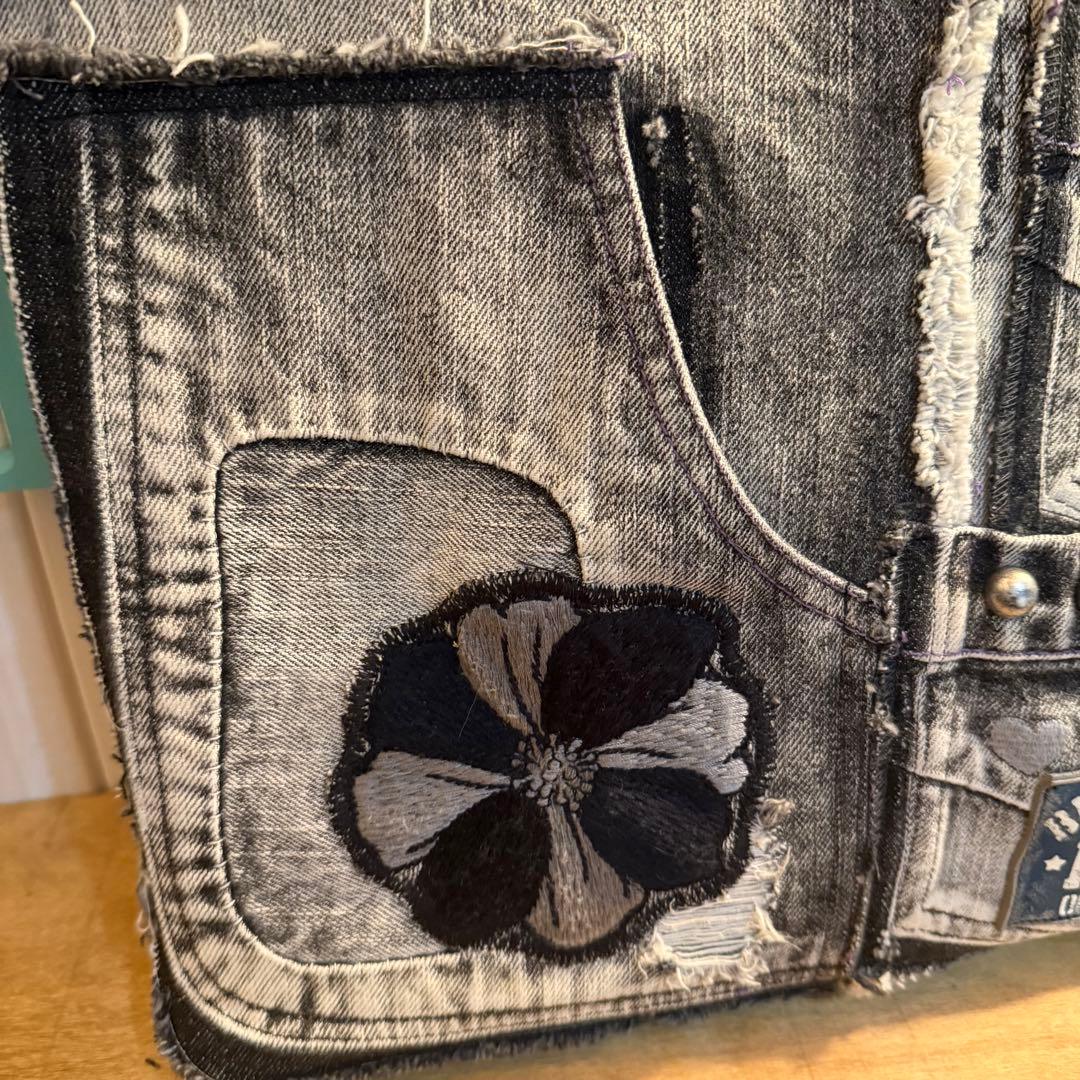 デニムリメイク スカルトートバッグ