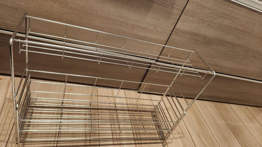 スライド水切りラック ステンレス ２段タイプ 水切りかご 流れるトレー付き