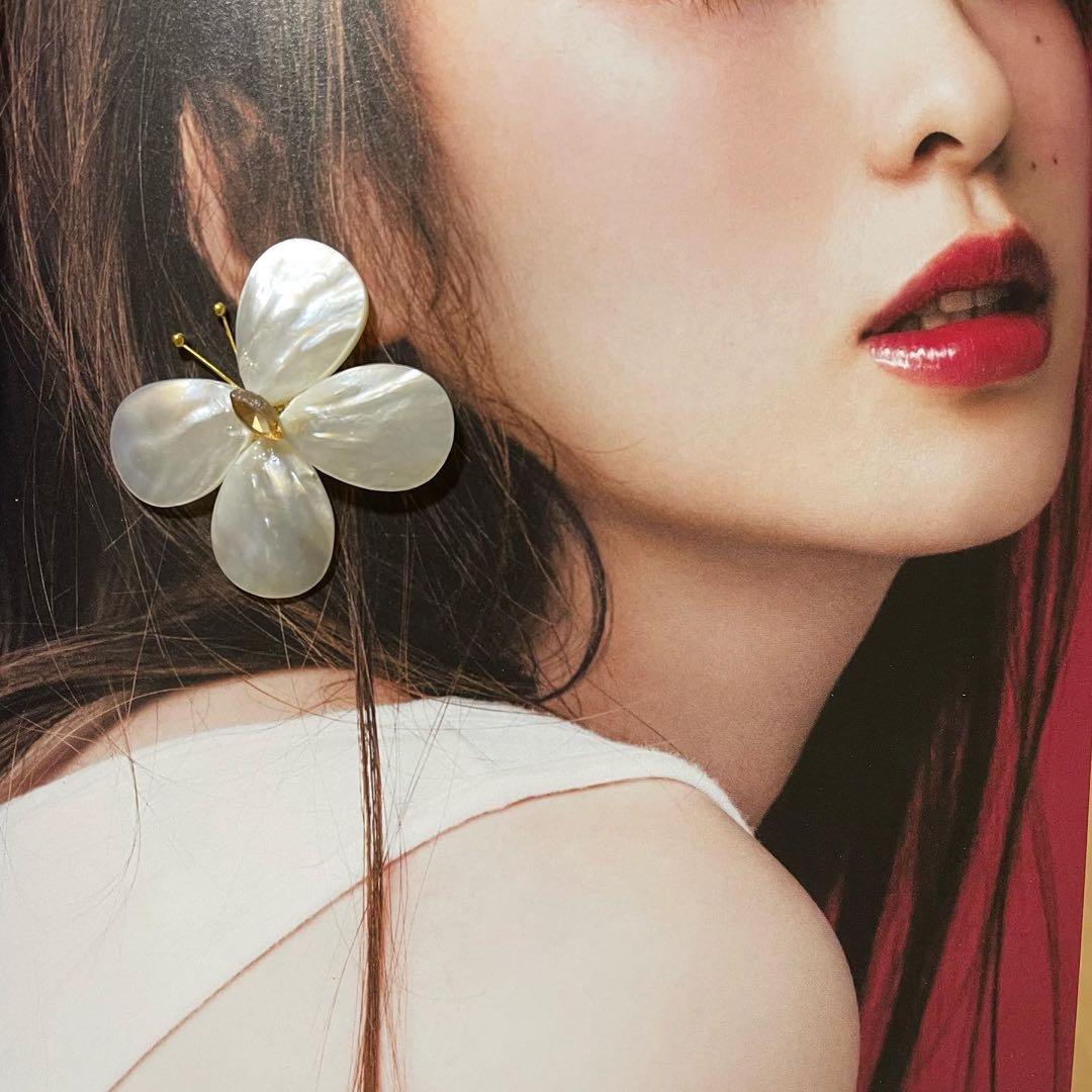 大人気　シェルバタフライ　イヤリング　ピアス　結婚式　前撮り　お色直し　蝶々