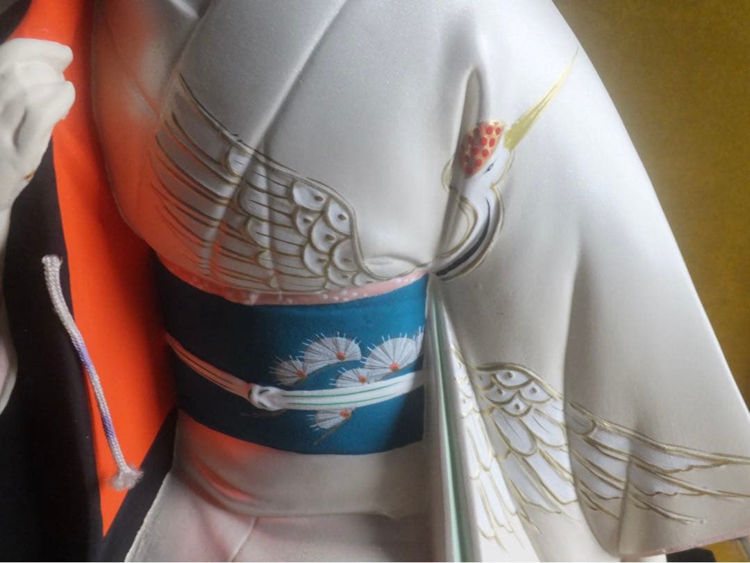 ⚠️ケース無し　昭和　博多人形　比呂志氏作　鶴　美人人形