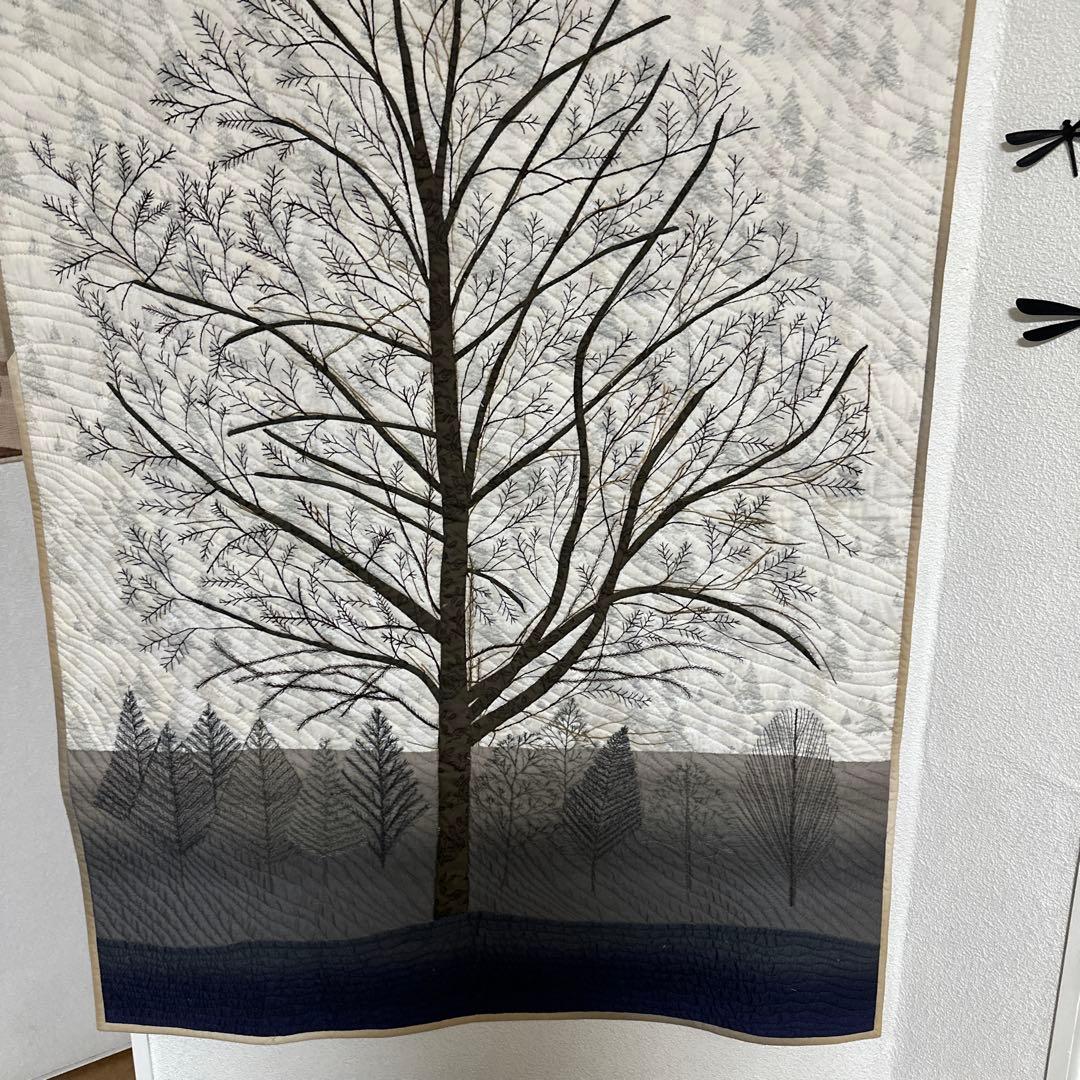 ハンドメイドパッチワークキルト、木のタペストリー