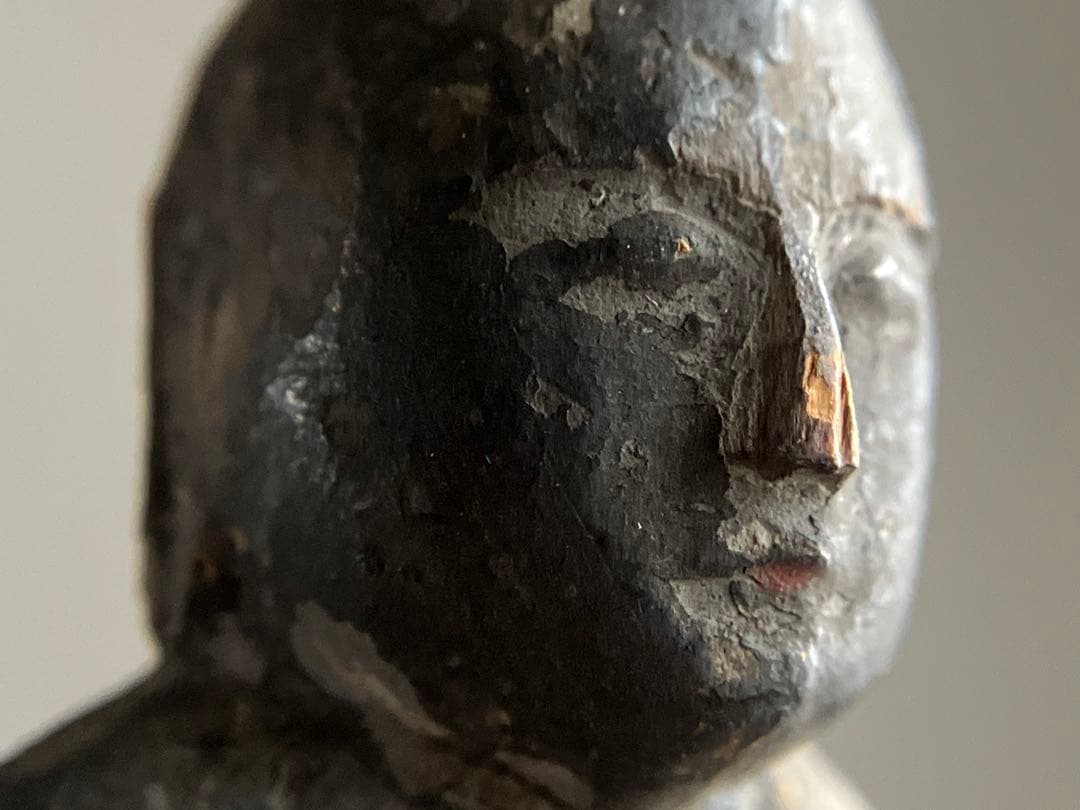 【静寂 古い木彫地蔵菩薩立像 約12㎝ 江戸初期〜中期頃】骨董仏像古美術民間信仰