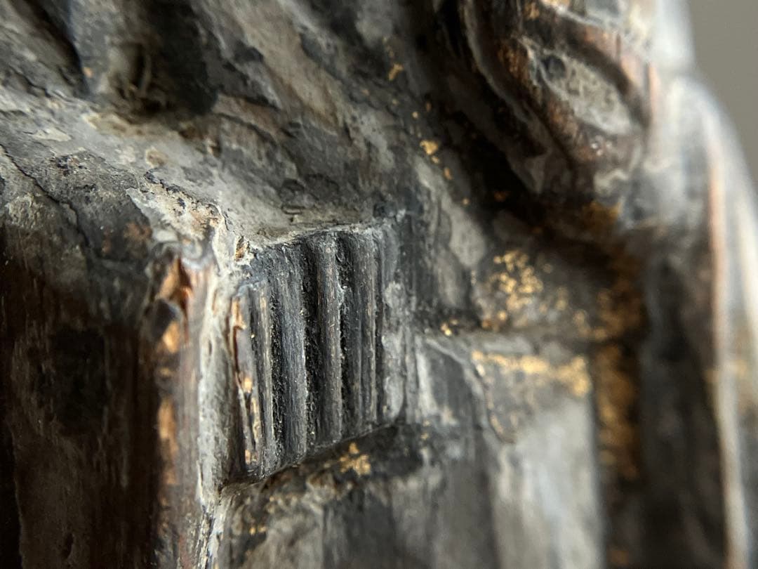 【静寂 古い木彫地蔵菩薩立像 約12㎝ 江戸初期〜中期頃】骨董仏像古美術民間信仰