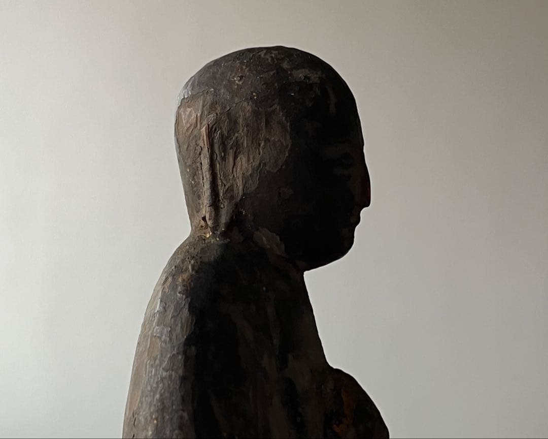 【静寂 古い木彫地蔵菩薩立像 約12㎝ 江戸初期〜中期頃】骨董仏像古美術民間信仰