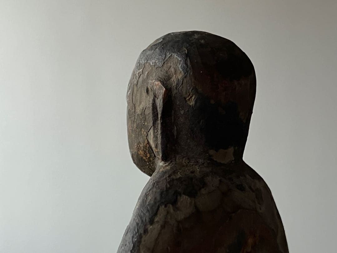 【静寂 古い木彫地蔵菩薩立像 約12㎝ 江戸初期〜中期頃】骨董仏像古美術民間信仰