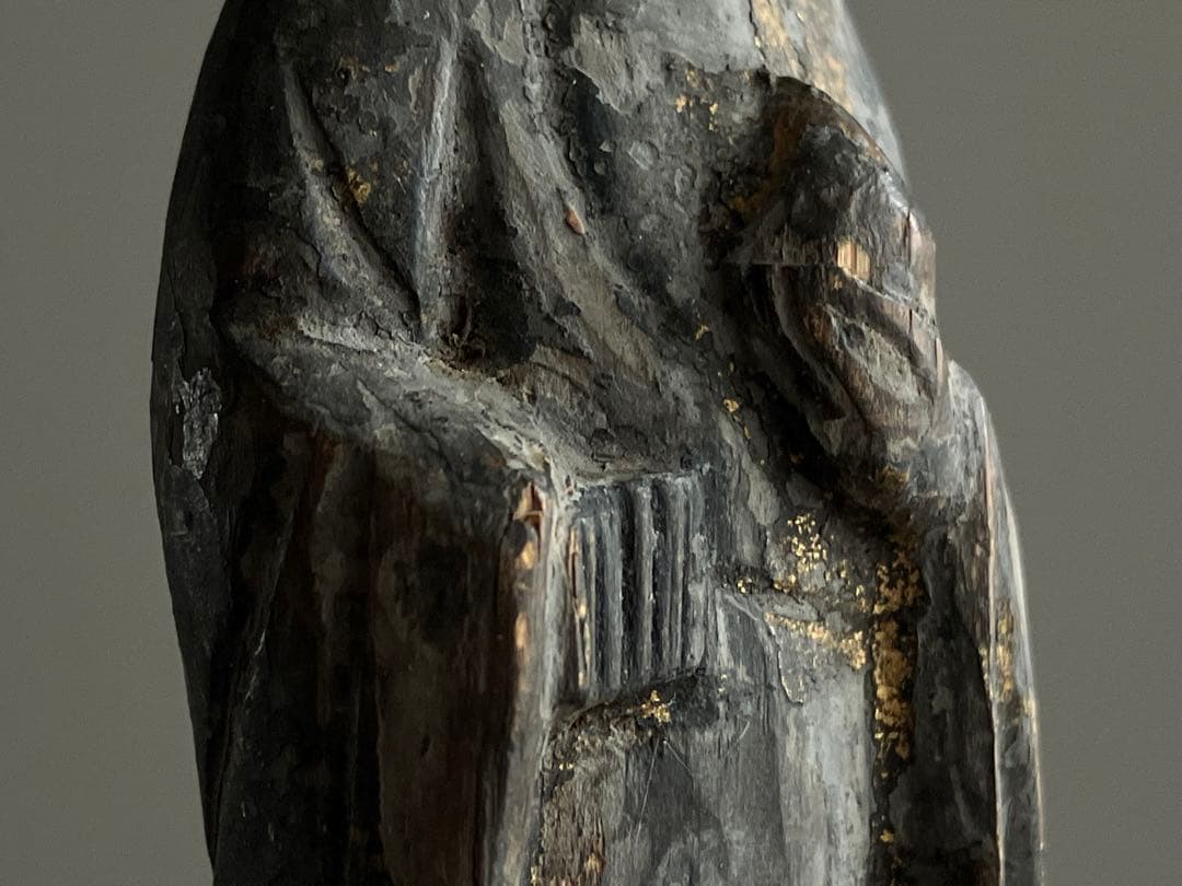 【静寂 古い木彫地蔵菩薩立像 約12㎝ 江戸初期〜中期頃】骨董仏像古美術民間信仰