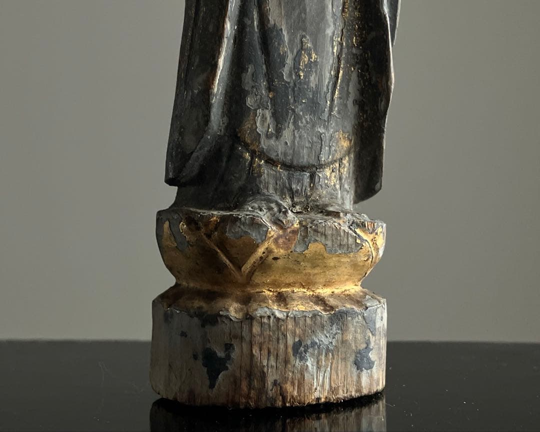 【静寂 古い木彫地蔵菩薩立像 約12㎝ 江戸初期〜中期頃】骨董仏像古美術民間信仰