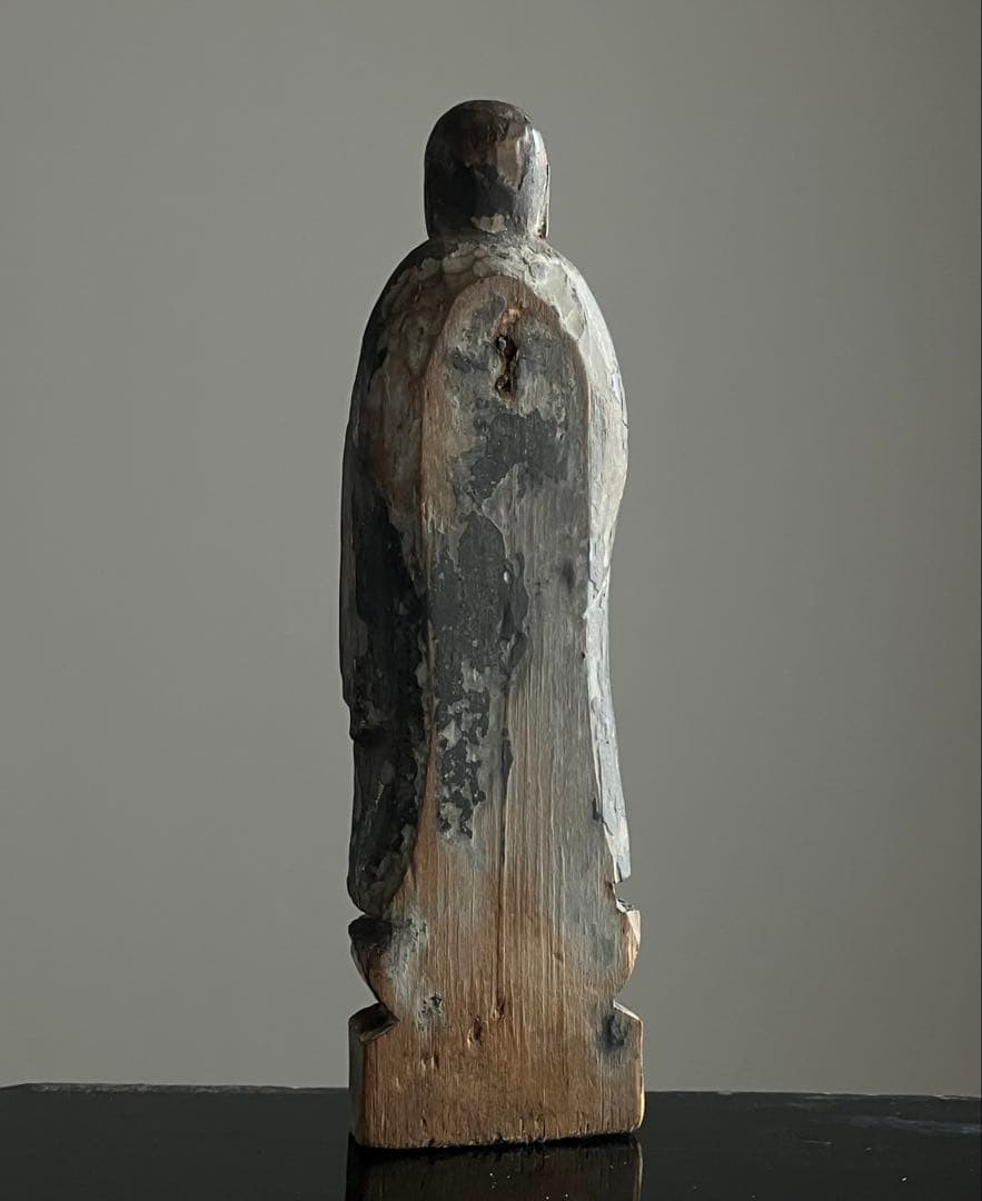 【静寂 古い木彫地蔵菩薩立像 約12㎝ 江戸初期〜中期頃】骨董仏像古美術民間信仰