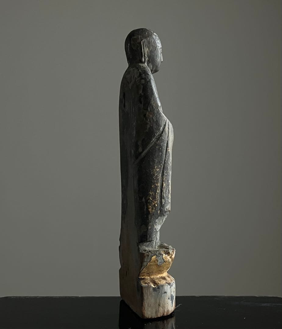 【静寂 古い木彫地蔵菩薩立像 約12㎝ 江戸初期〜中期頃】骨董仏像古美術民間信仰