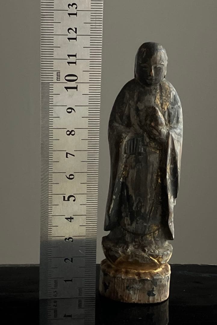 【静寂 古い木彫地蔵菩薩立像 約12㎝ 江戸初期〜中期頃】骨董仏像古美術民間信仰