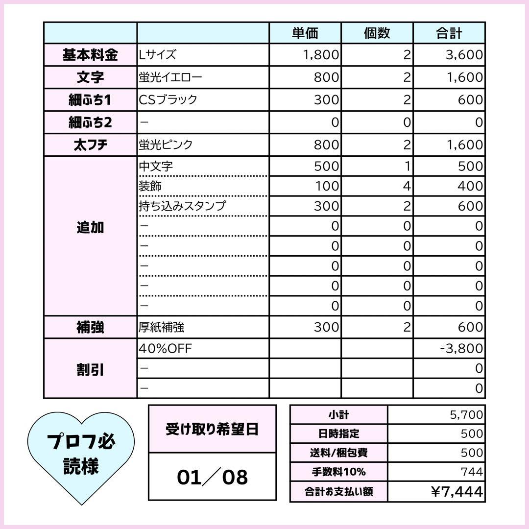 プロフ必読ページ♡0104ネームボード うちわ文字連結文字パネル オーダー