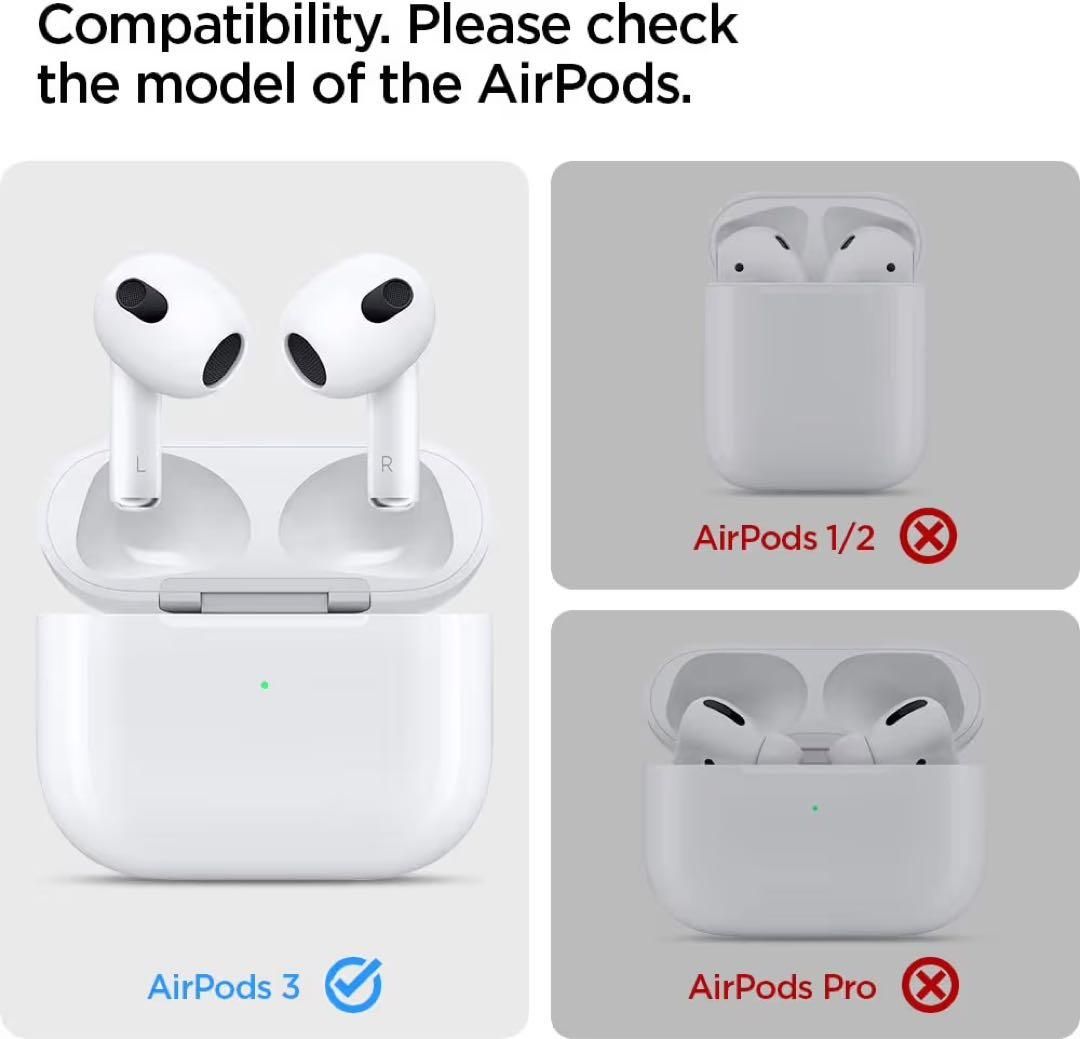 AirPods3 ケース 第3世代 ケース カラビナ付き(ミリタリー・グリーン)