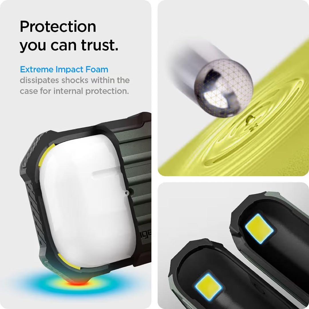 AirPods3 ケース 第3世代 ケース カラビナ付き(ミリタリー・グリーン)