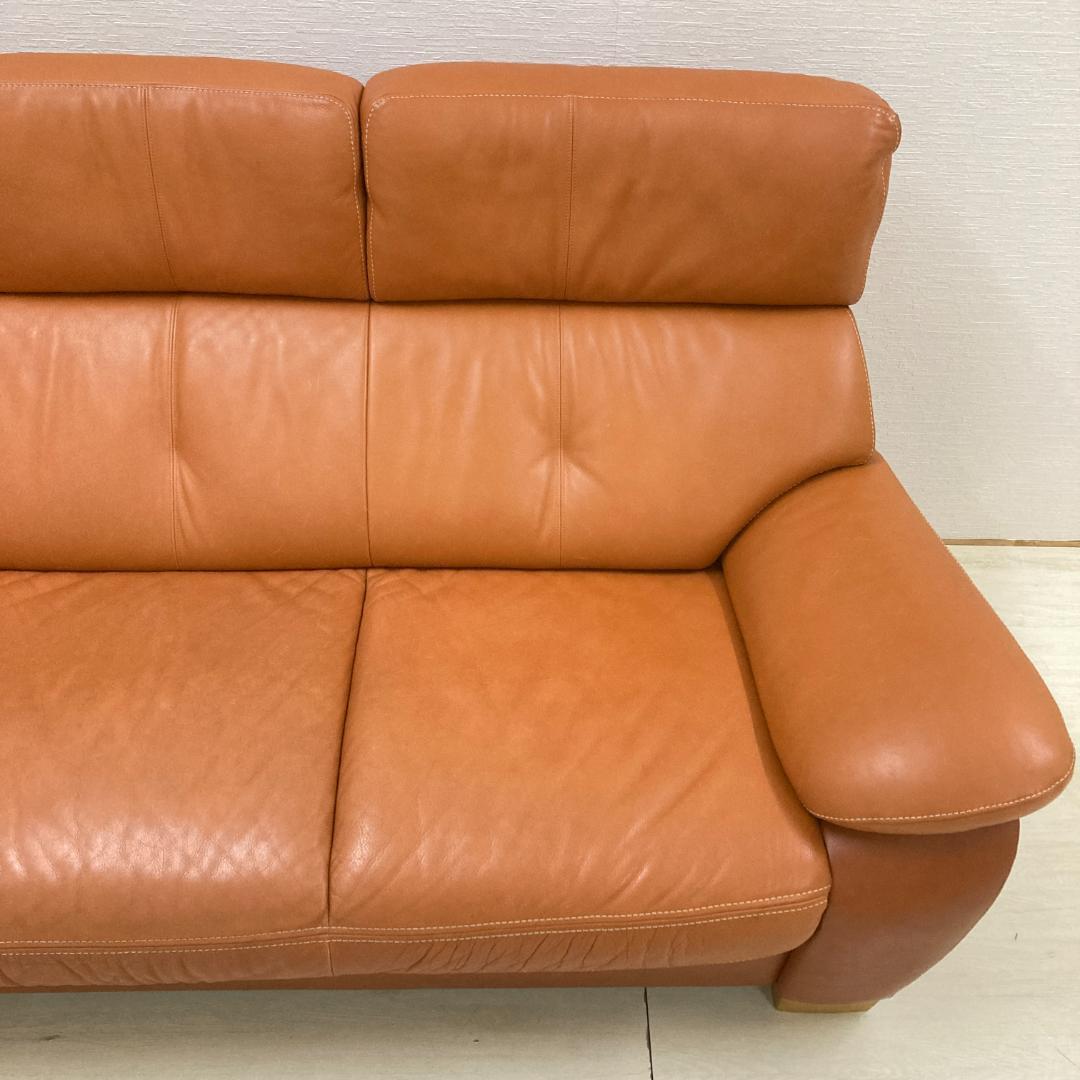 【カリモク】革製　３人掛けソファ　3Pソファ　ZT73