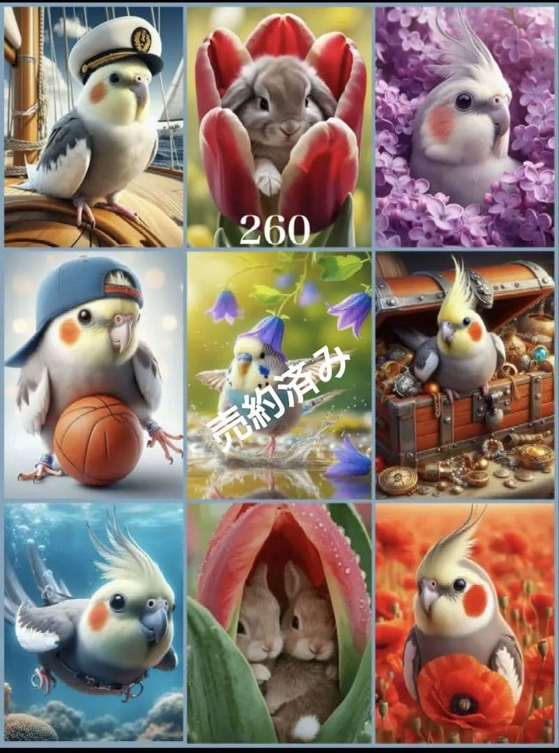 インコちゃんデザイン パネルサンプル ❀ハンドメイド❀ 予約ページ　1