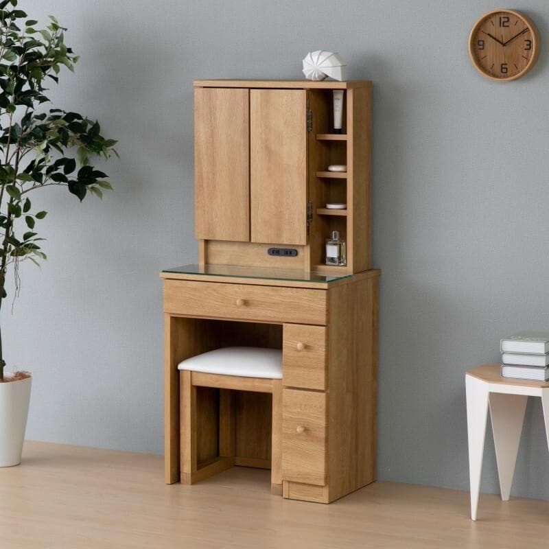 ISK DR PA3　ドレッサー　ナチュラル　チェア付　＊コスメ　メイク