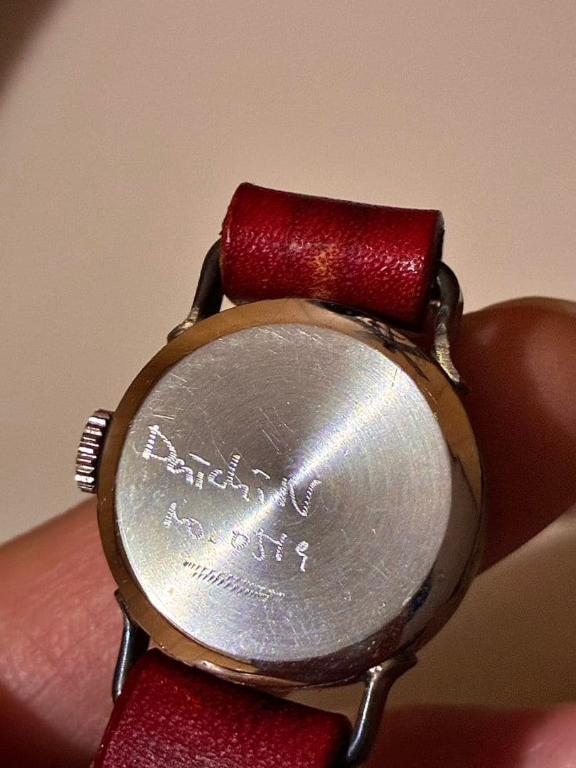 アンティーク腕時計 ハンドメイド 一点物 本革 レザー ブラウン 茶 ペア 美品