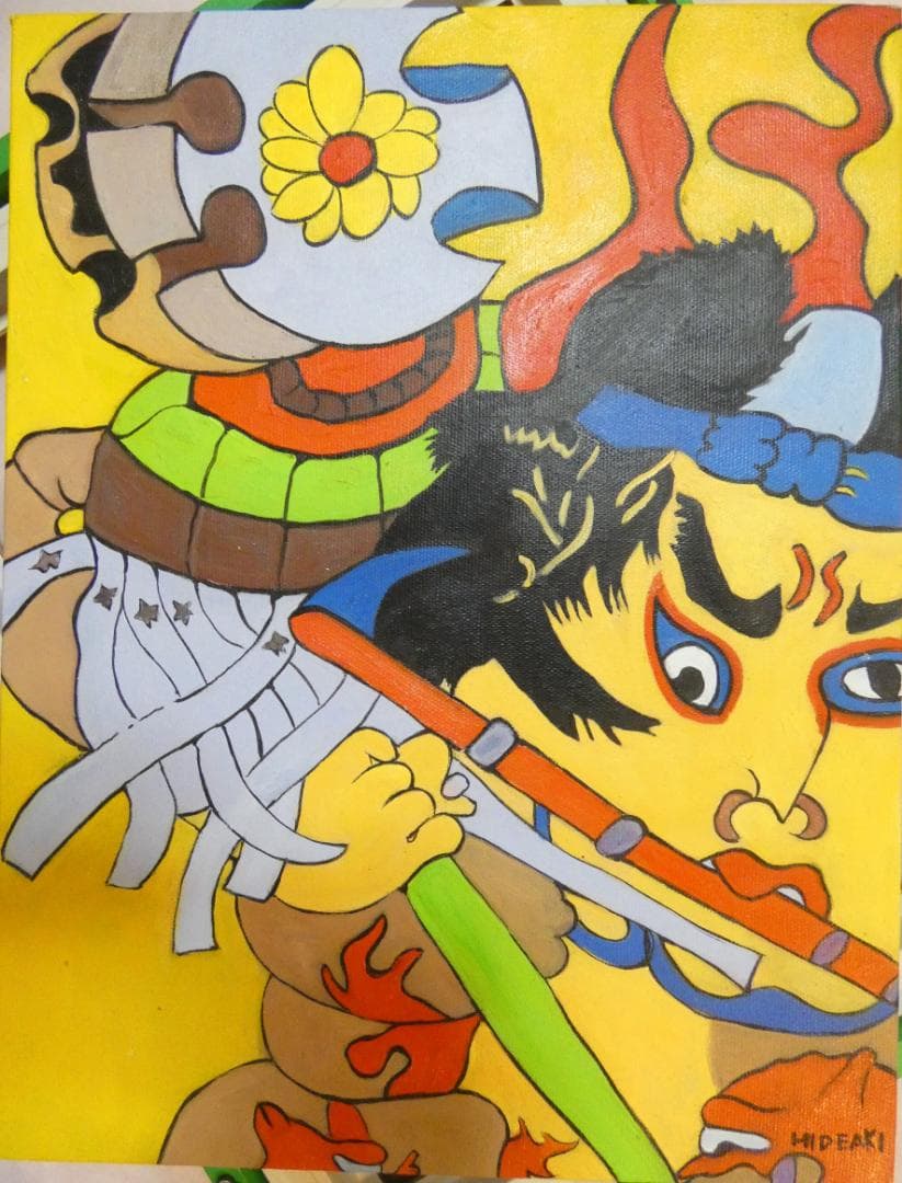 油絵　額付き　ジミー大西　F6 【　千客万来　】手描き　肉筆