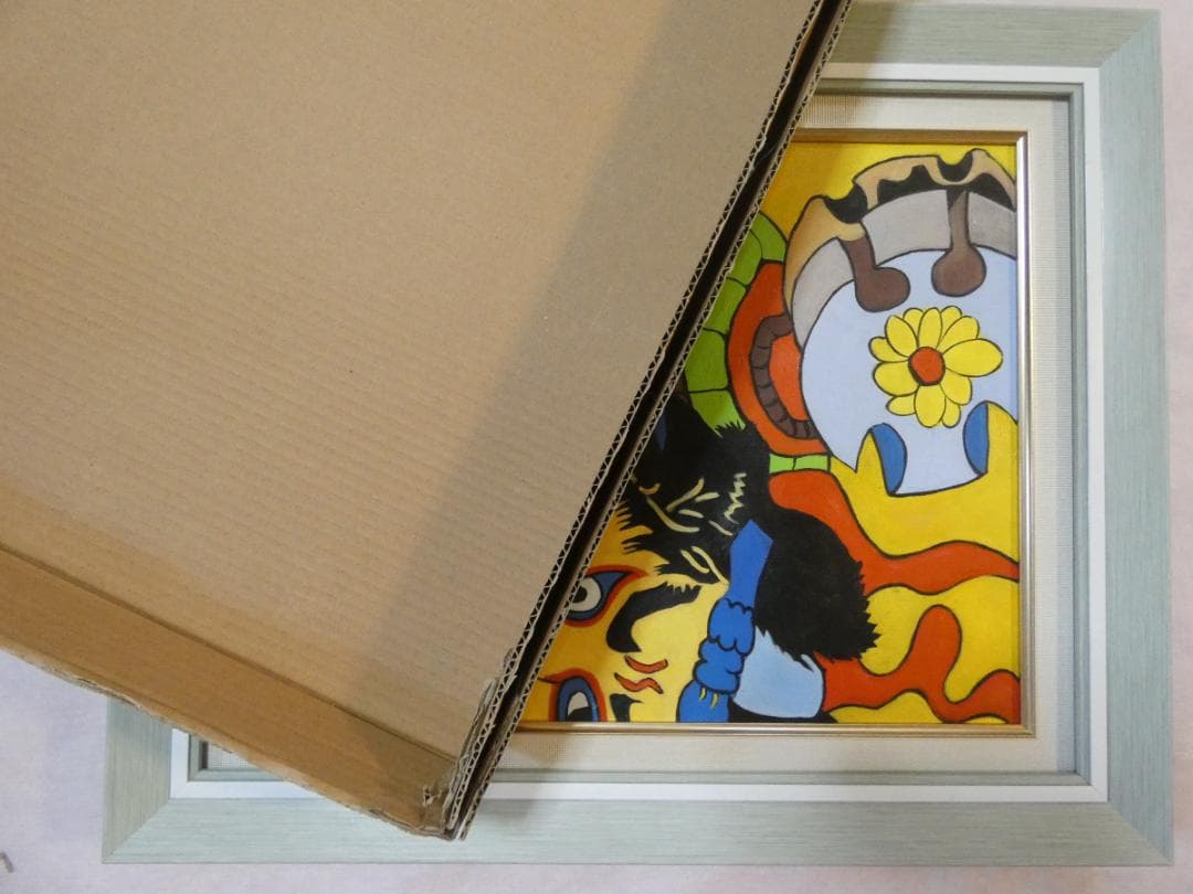 油絵　額付き　ジミー大西　F6 【　千客万来　】手描き　肉筆