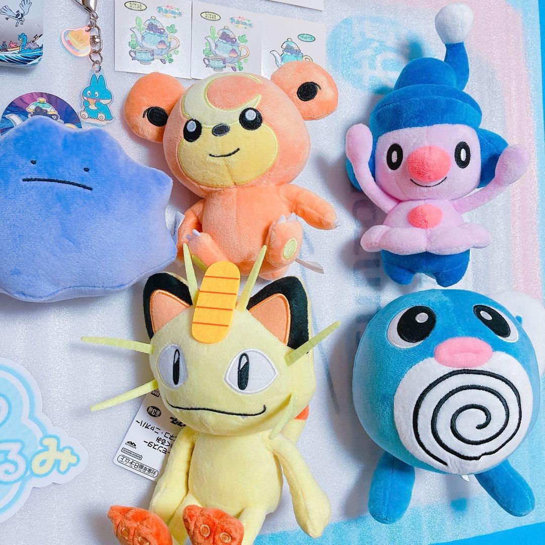 ポケモン　ポケセン　ふわふわ抱きぬいぐるみ　ゴンベ　ポケピース　シール　缶