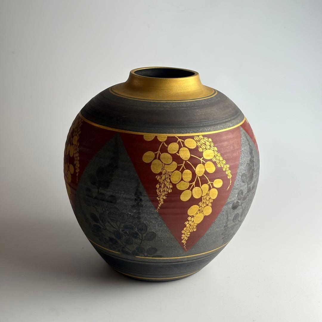 花瓶 金彩 在銘 郁 壺 花入 花器 飾壺 華道具