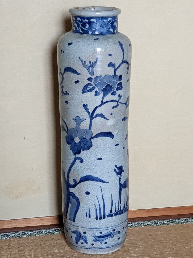 ⭐️染付の絶品 枯淡の趣き染付 犬山焼 窯変 安南写し壺 明治初期江戸期 骨董品