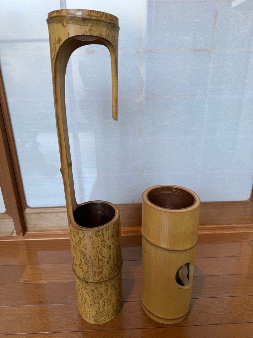 71 斑竹の真鶴と白竹のひさごの寸胴2点セット