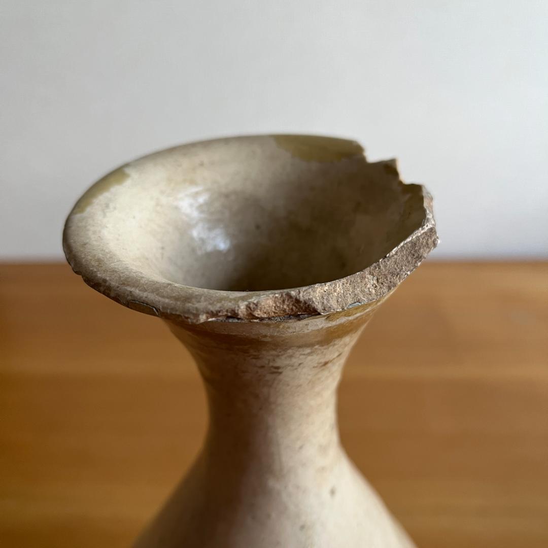 李朝 粉引 大徳利 朝鮮古陶磁 高35.8cm 口縁欠けあり