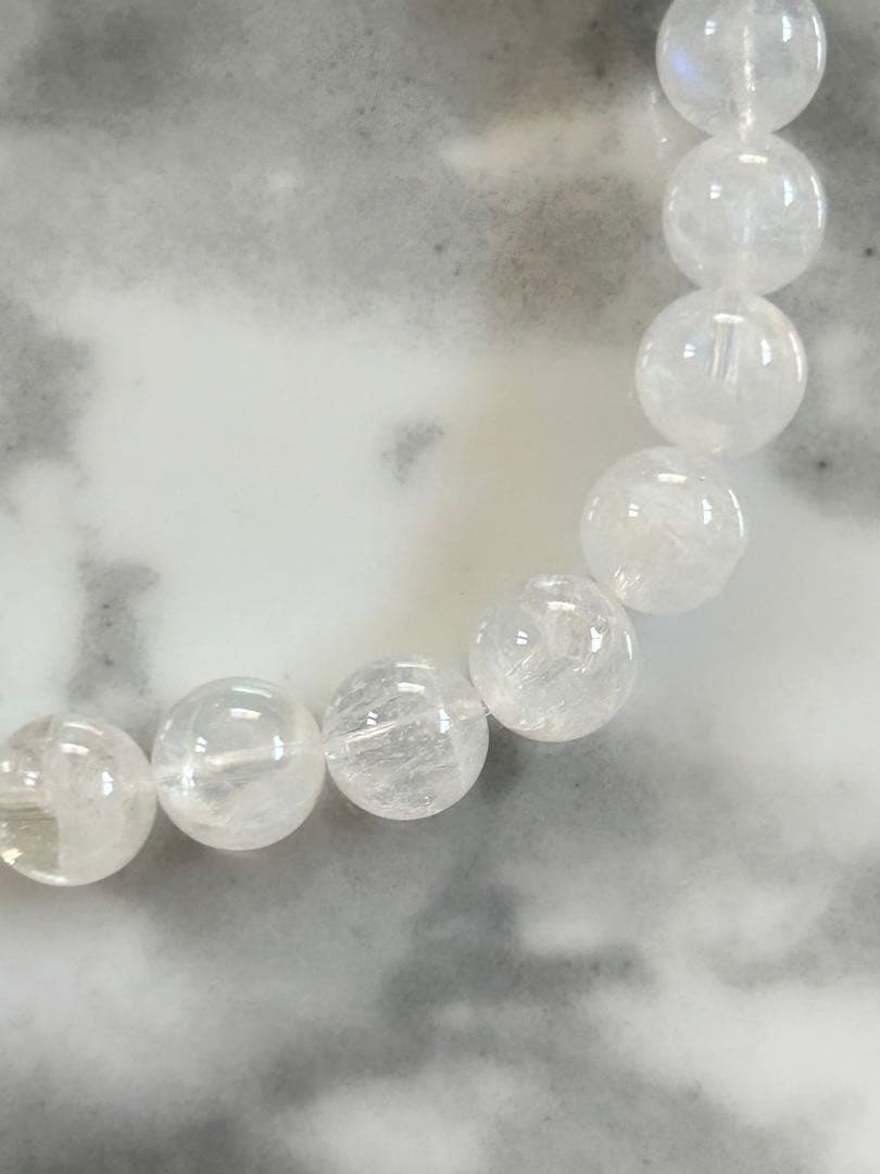 ラリマー、マダガスカル産レインボームーンストーンのブレスレット