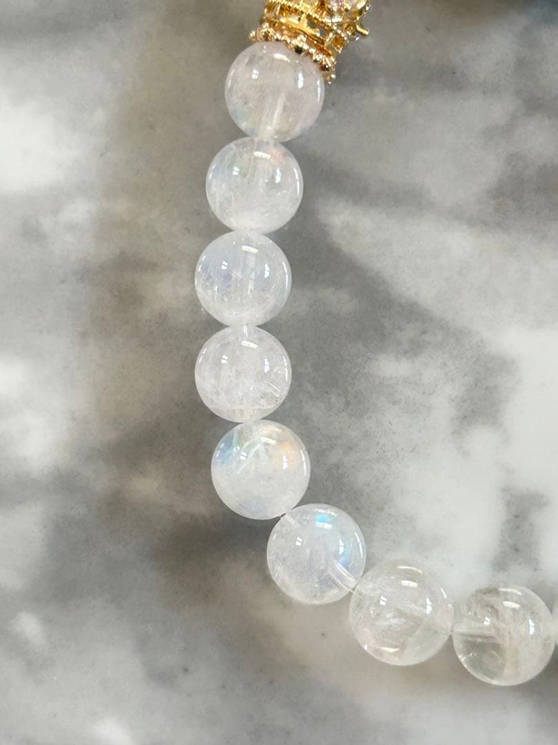 ラリマー、マダガスカル産レインボームーンストーンのブレスレット