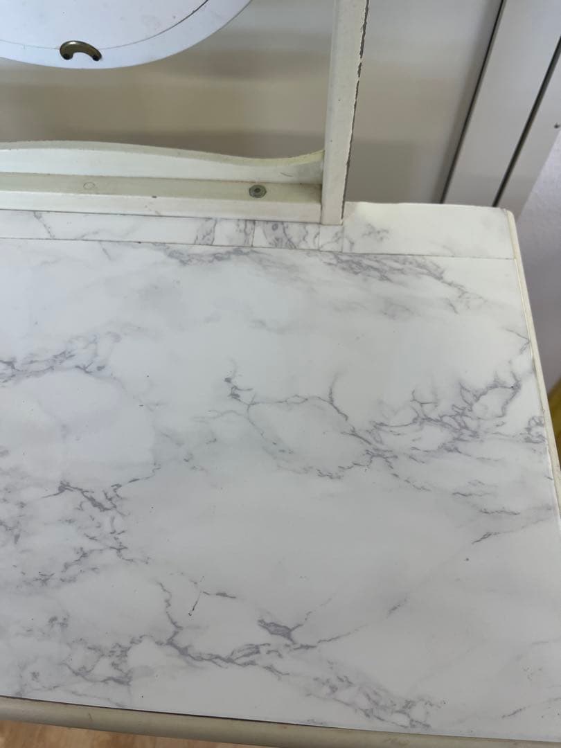 ドレッサー　鏡台　化粧台　大理石柄　昭和レトロ　白　ホワイト　おしゃれ