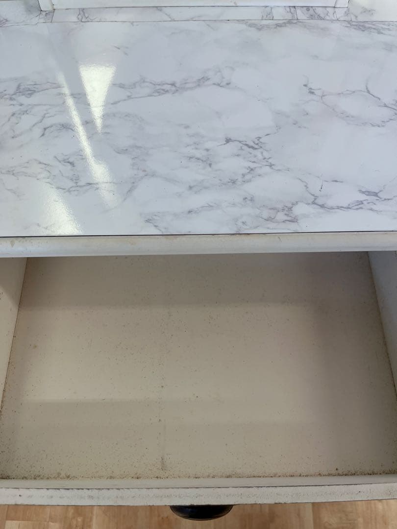 ドレッサー　鏡台　化粧台　大理石柄　昭和レトロ　白　ホワイト　おしゃれ